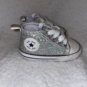 Boutique Silver Glitter Size 1 Baby Shoes